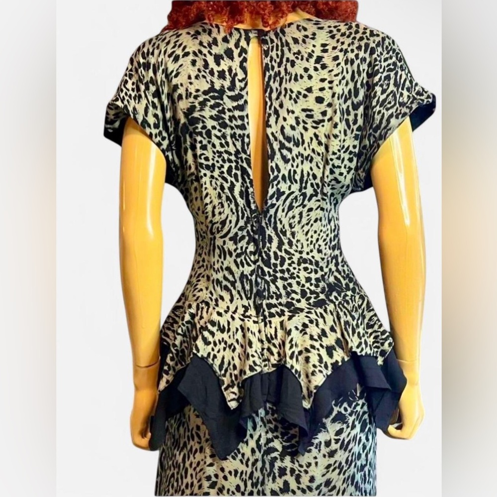 Vintage Leopard Print Peplum Dress